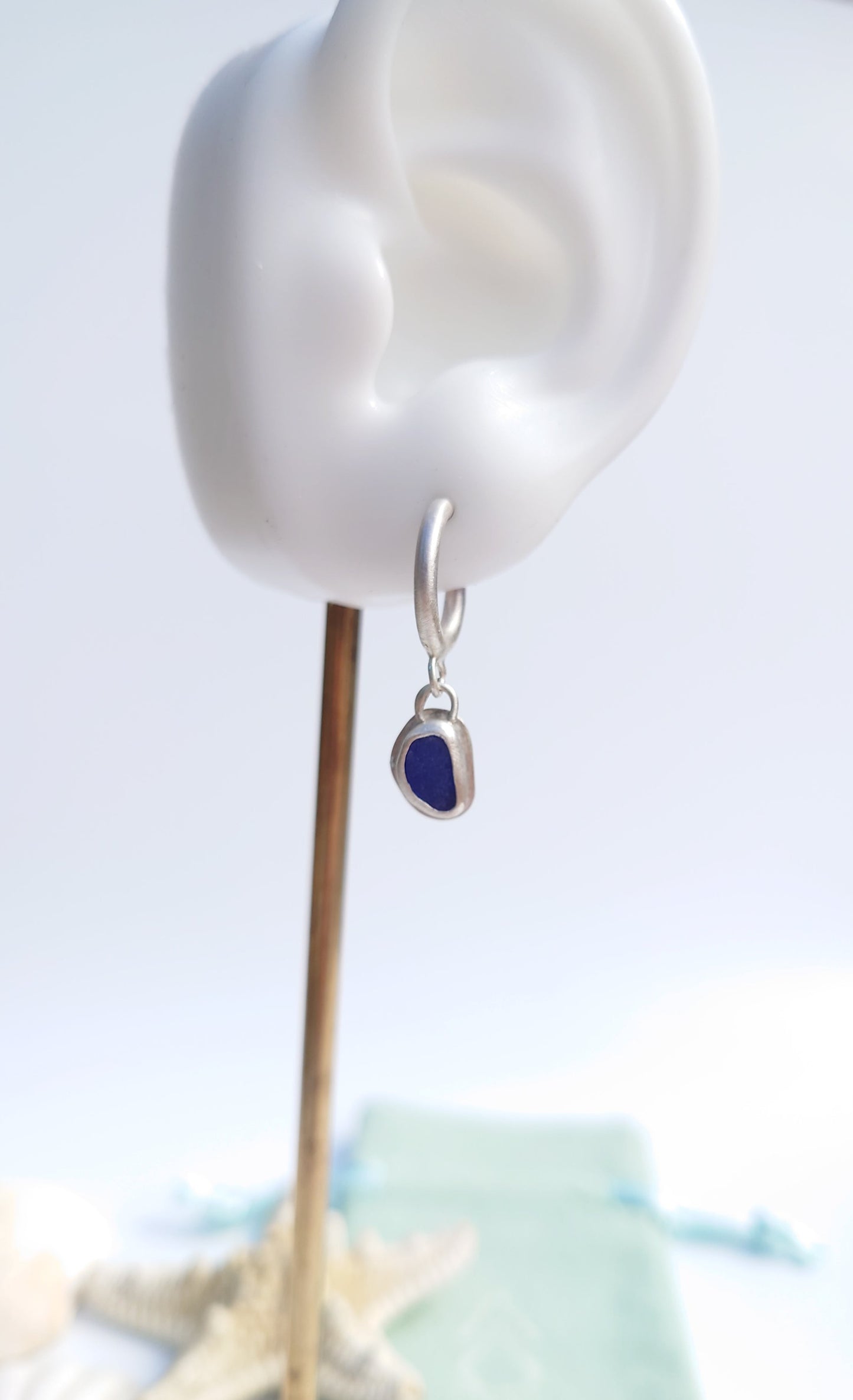 Cobalt Blue Sea Glass Satin Hoop