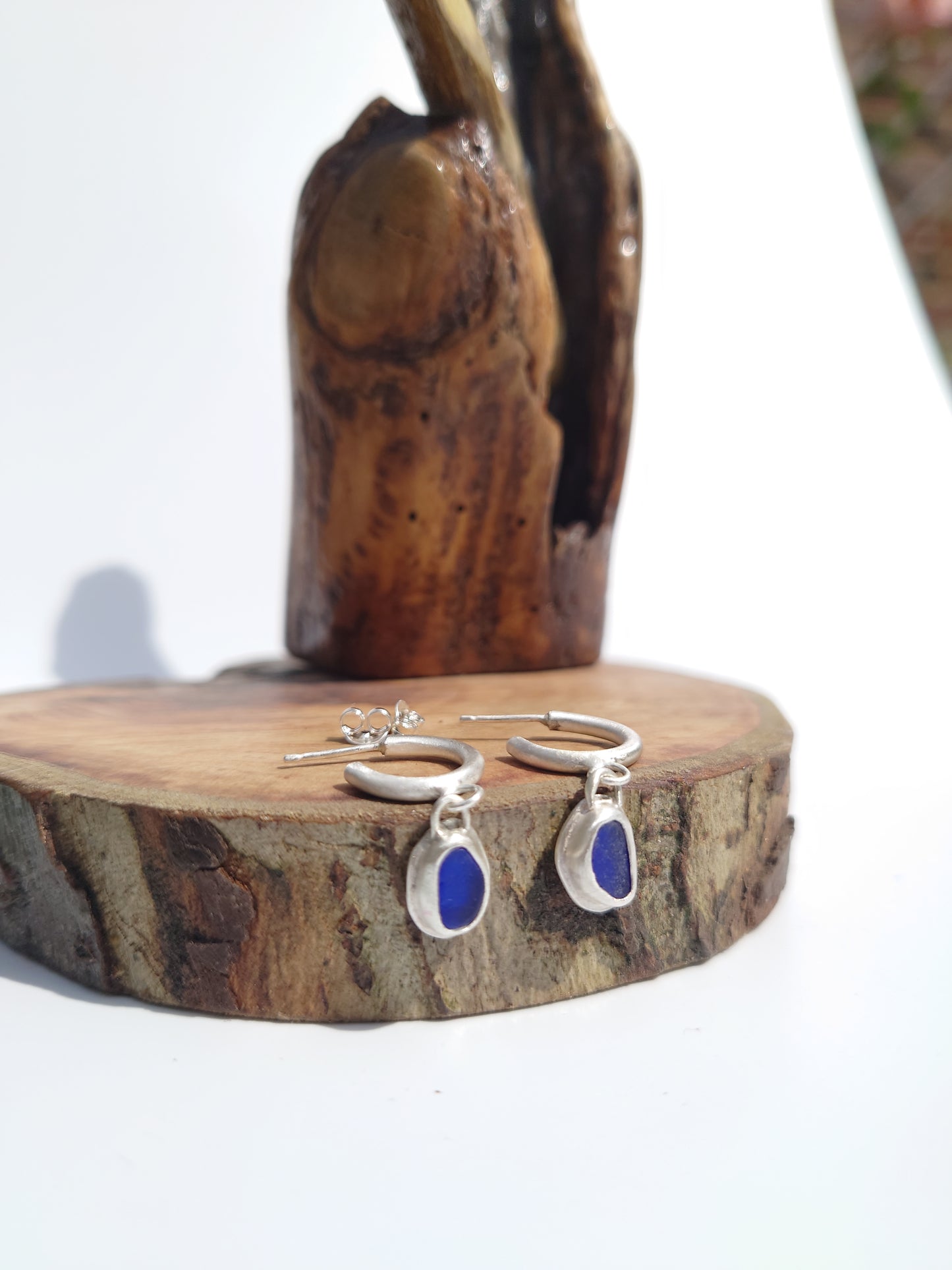 Cobalt Blue Sea Glass Satin Hoop