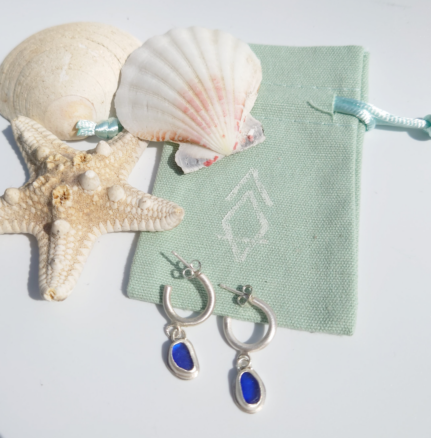 Cobalt Blue Sea Glass Satin Hoop