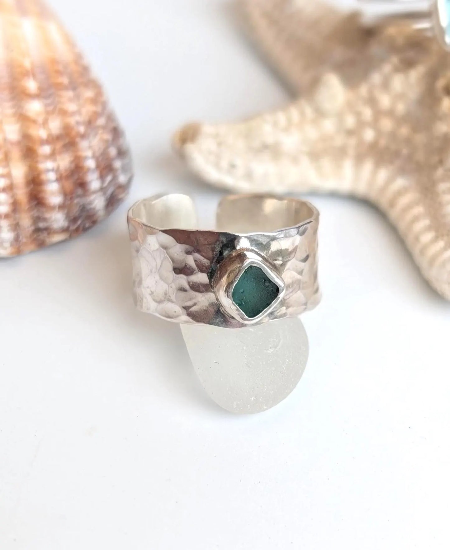 Adjustable Sea Glass Rings