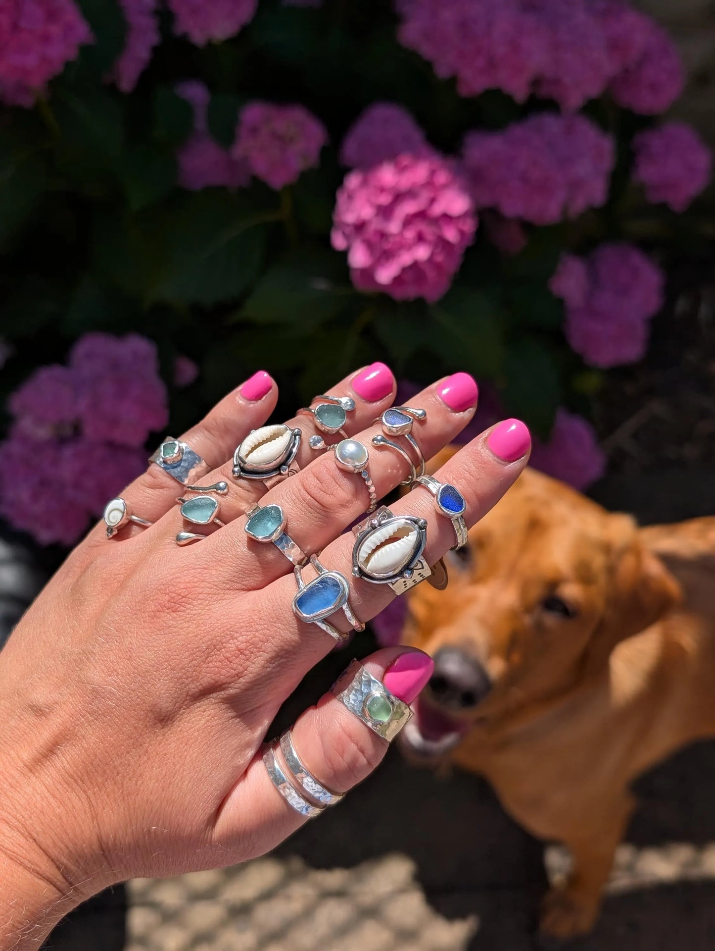Adjustable Sea Glass Rings