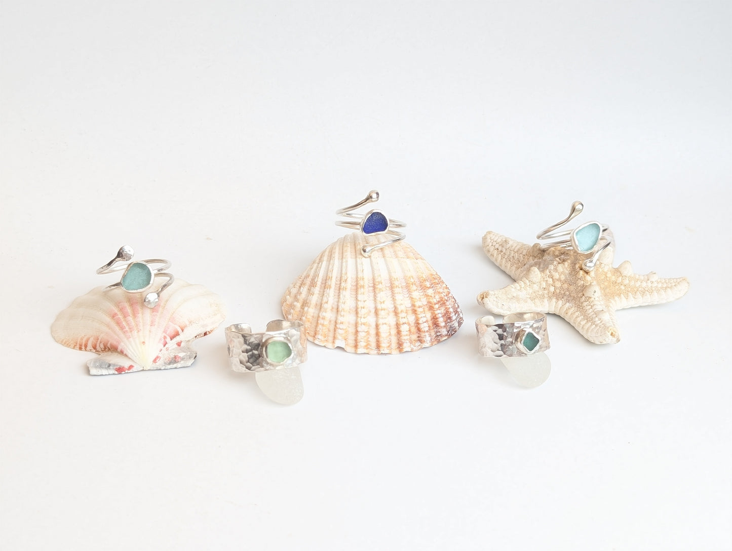 Adjustable Sea Glass Rings
