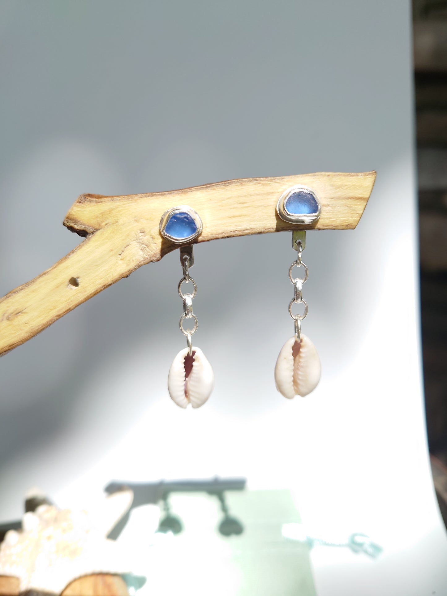 Sea Glass And Shell 2 in 1 Earring