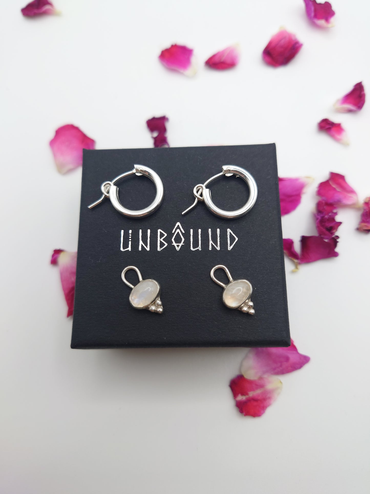 Moon Stone Hoop Earrings