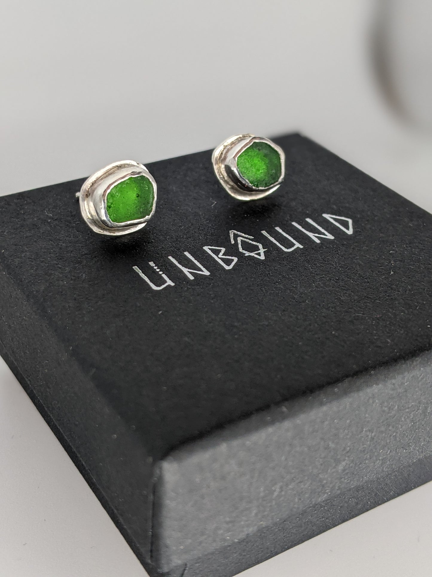 Green Seaglass Studs