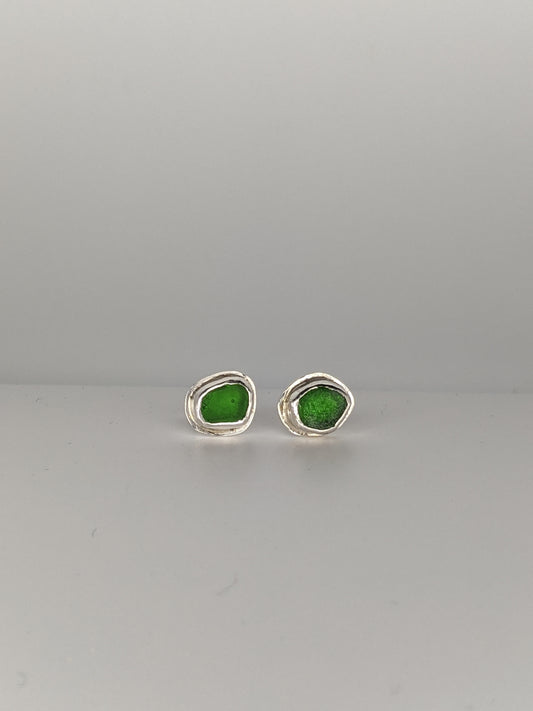 Green Seaglass Studs