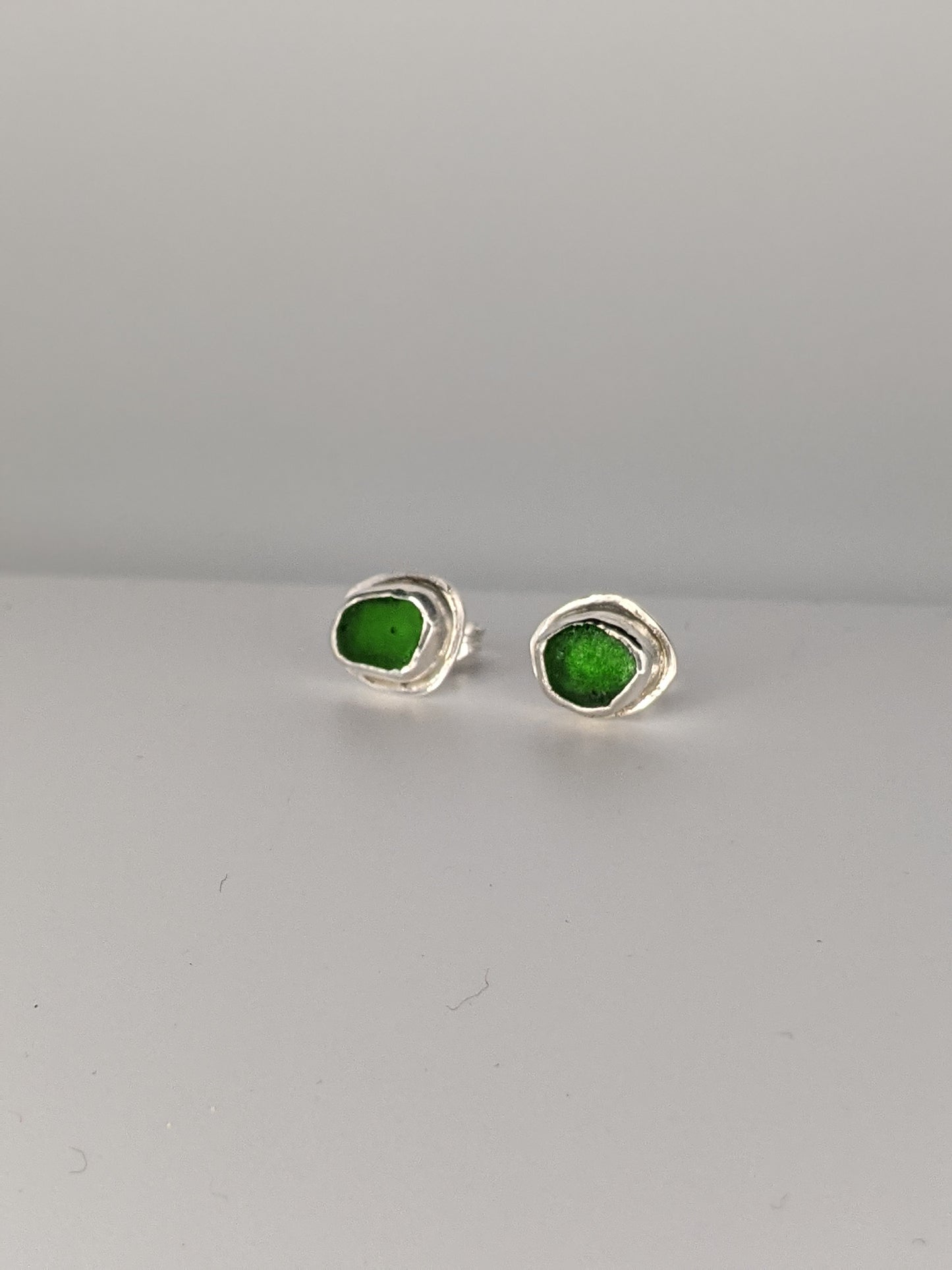 Green Seaglass Studs