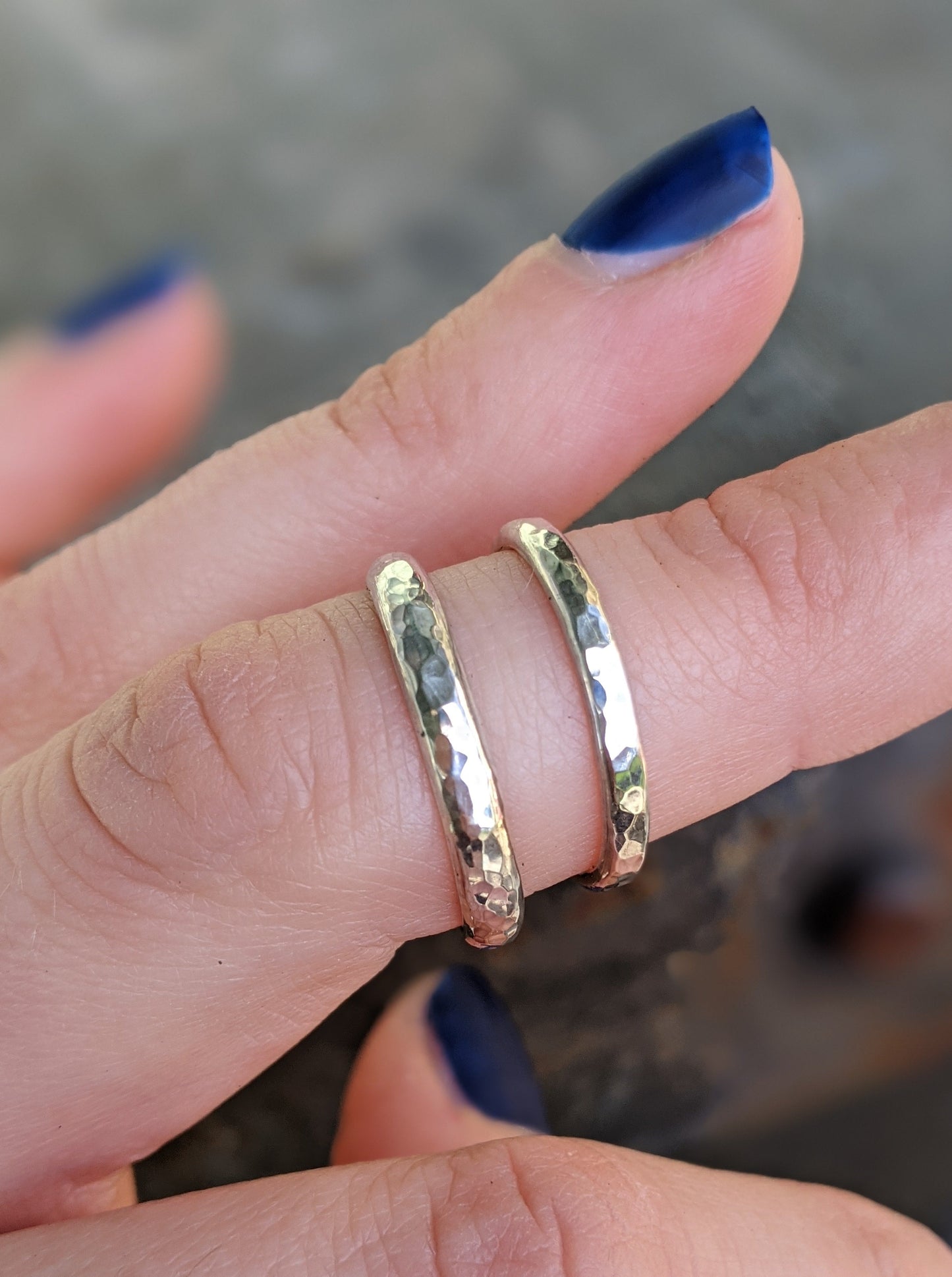 Curved Hammered Stack Rings