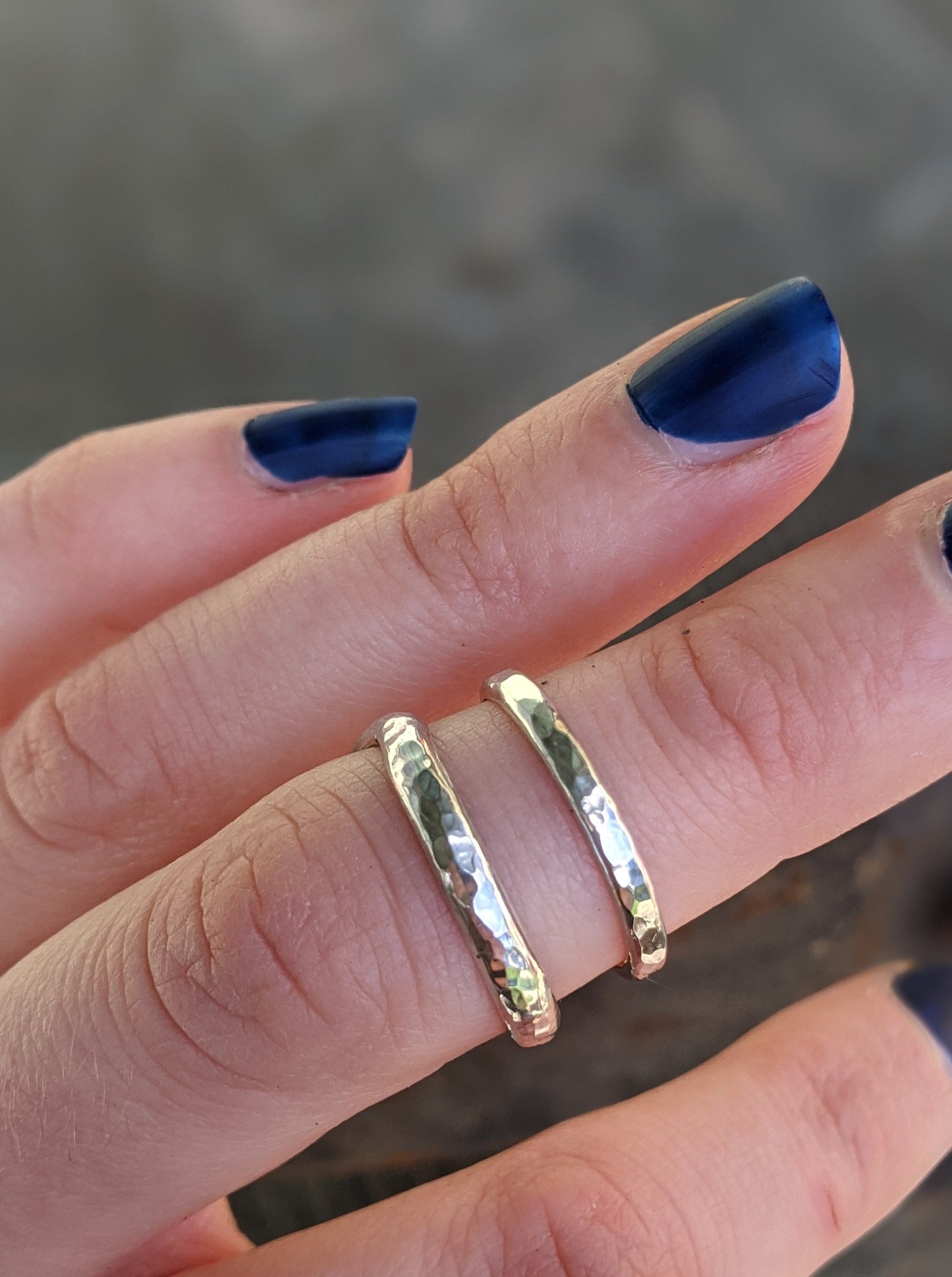 Curved Hammered Stack Rings